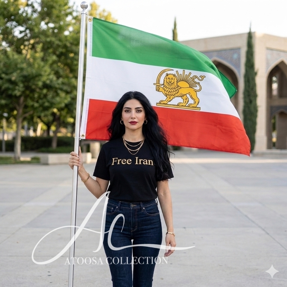 2x3 Iran Lion and Sun Flag Free Iran Women Life Freedom Persian Heritage